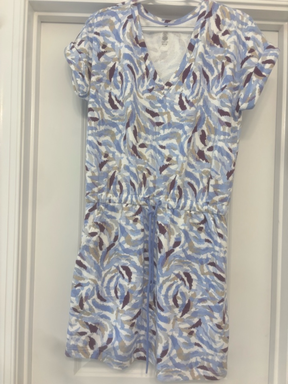 Lou & Grey Lavender-Trim Printed Knit Dress-Small